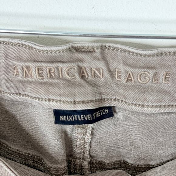 American Eagle Women Jegging Jeans 10 Taupe Distressed Next Level Stretch Skinny - Picture 4 of 6